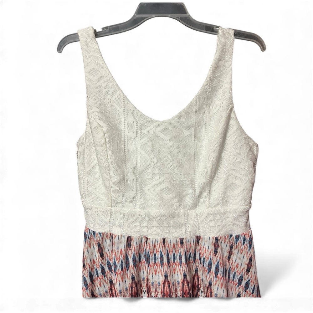 BG88* Maurice’s Sleeveless White with Geometric Design Mini Dress - Picture 6 of 8